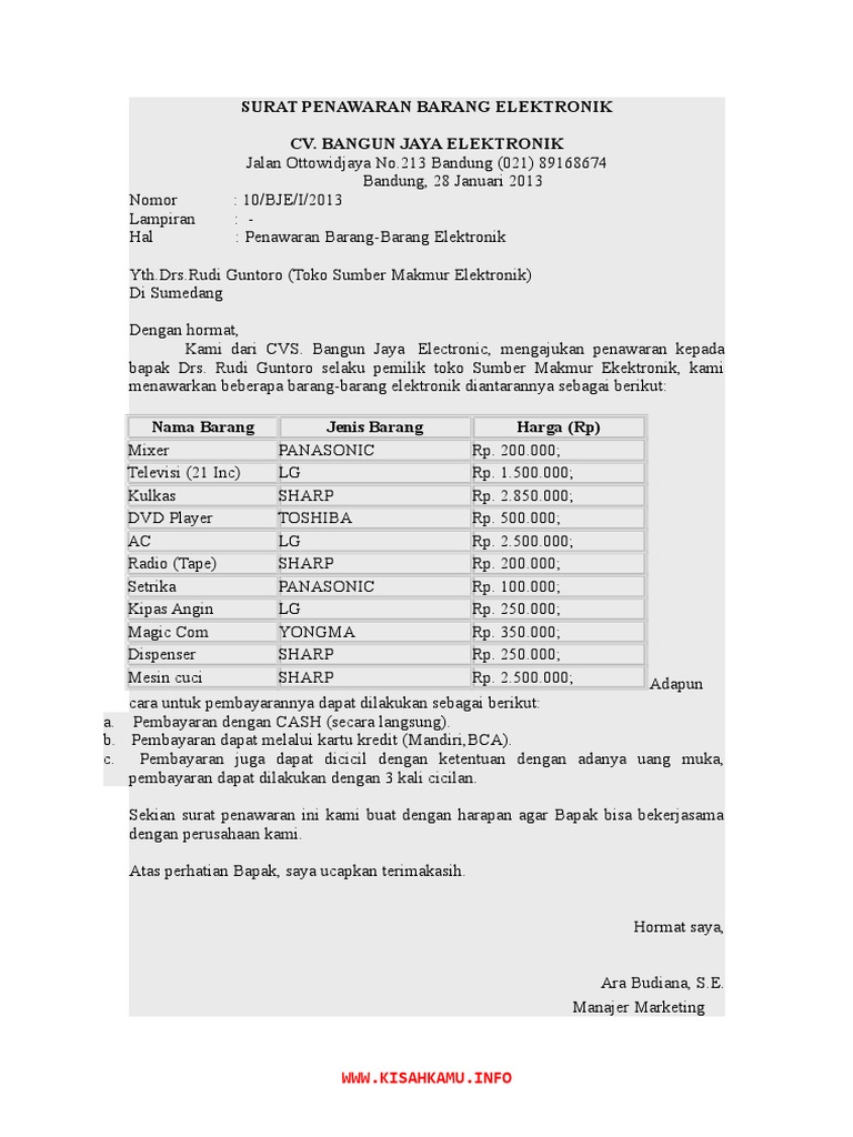 Penawaran Barang Elektronik