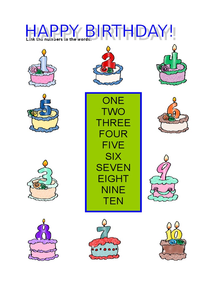 ONE TWO Three Four Five SIX Seven Eight Nine TEN: Link The Numbers To ...