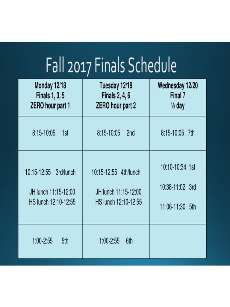 Finals Schedule PDF