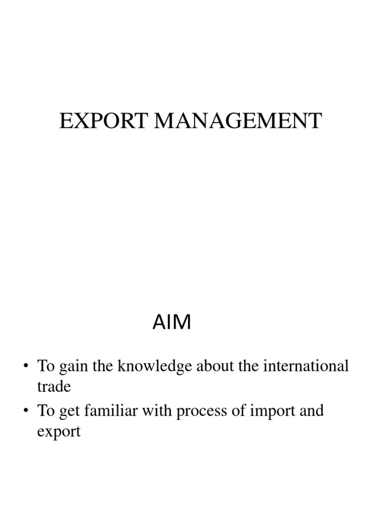 Export Management and Marketing Strategies | PDF | Marketing Research ...