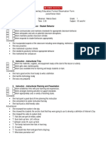 Elementary Education Formal Observation Form