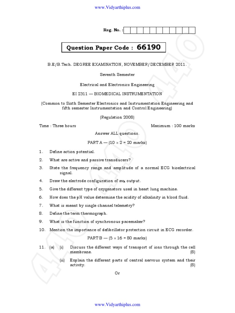 Biomedical Instrumentation Exam Paper | PDF | Instrumentation | Ct Scan