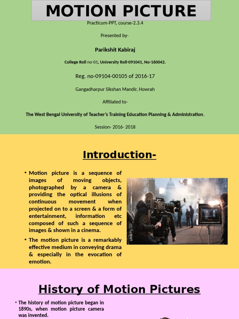 History and Mechanism of Motion Pictures | PDF