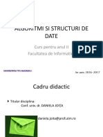 ALGORITMI SI STRUCTURI DE DATE-prezentare Curs 2016