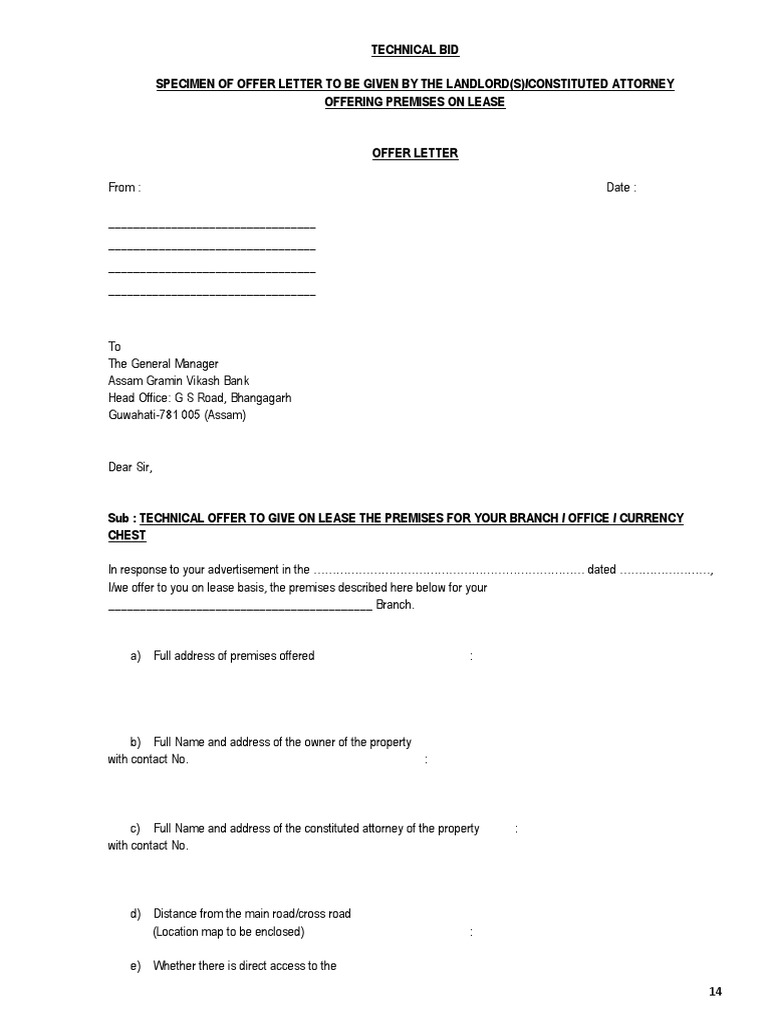 Agvb 2015 0801107 Specimen Copy Form Offering Premises Standard