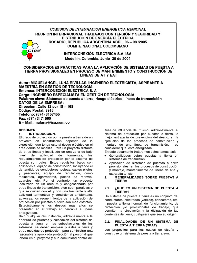 Tierra Provisional En Tendido De Conductor Corriente - 