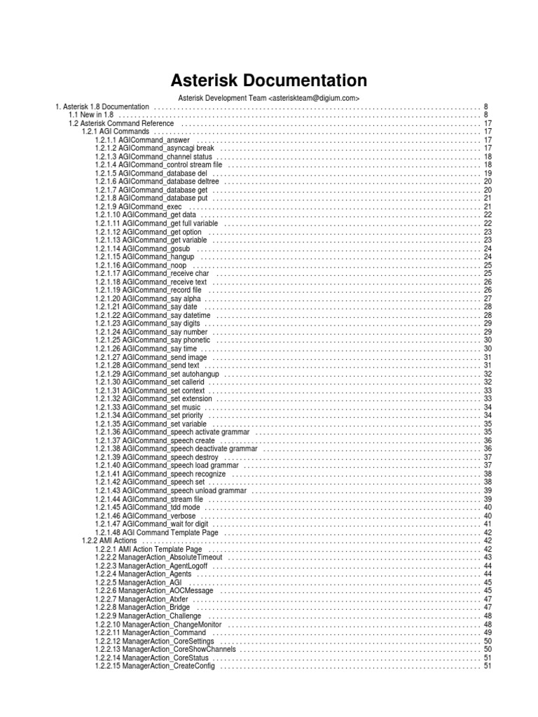 Asterisk 1.8 Command Reference Guide | PDF | Software | Computer ...