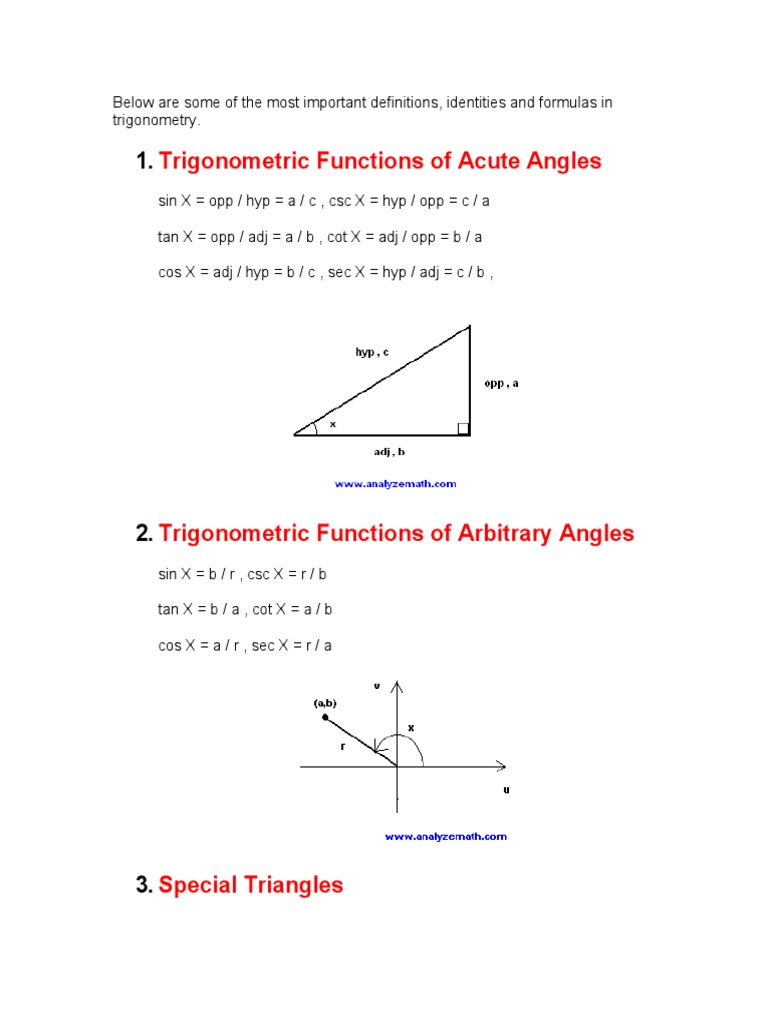 Trigonometric Functions of Acute Angles | PDF | Trigonometric Functions ...