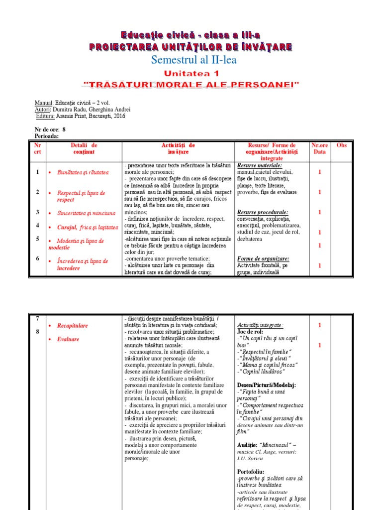 Ed Civ Proiectare U I 1 Sem Ii