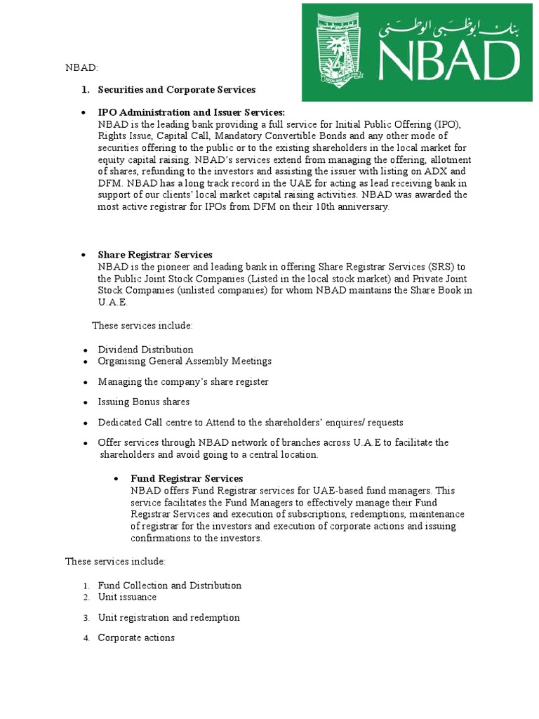 Nbad Islamic Banking And Finance Securities Finance