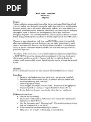 read aloud lesson plan