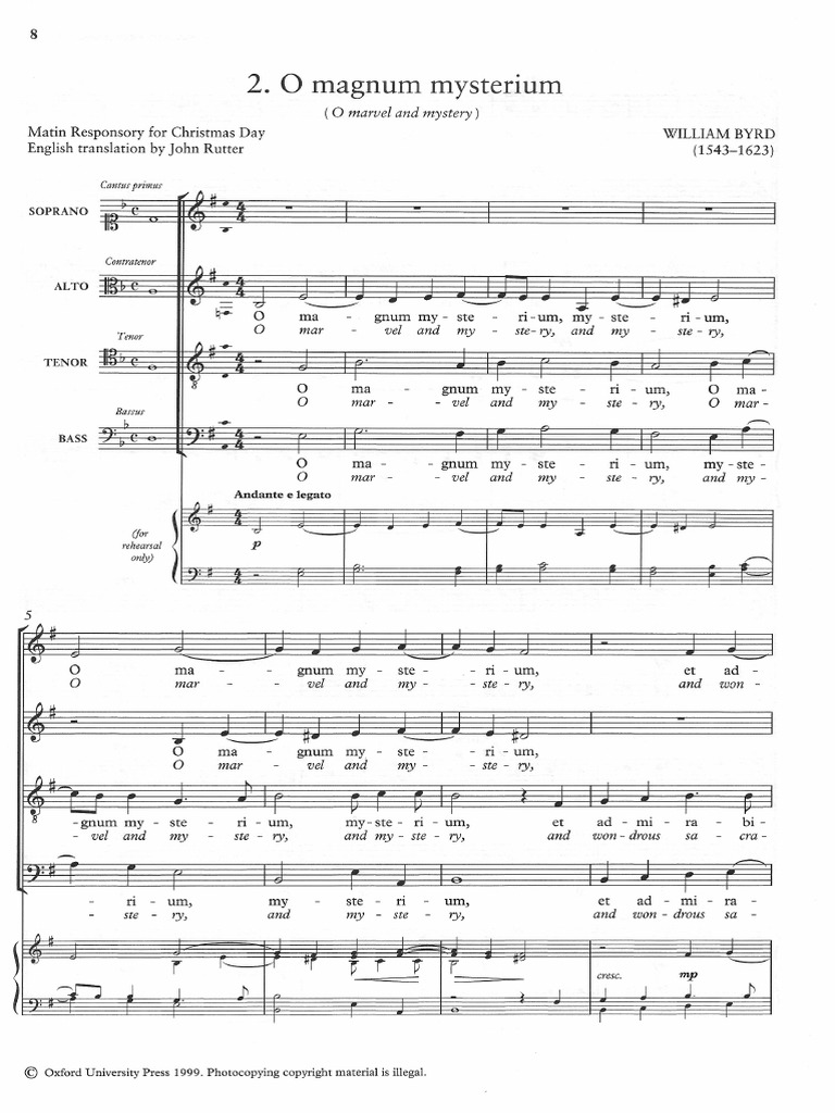 Byrd O Magnum Mysterium E