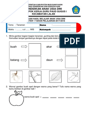 Soal Tema Tanaman Tk Pdf