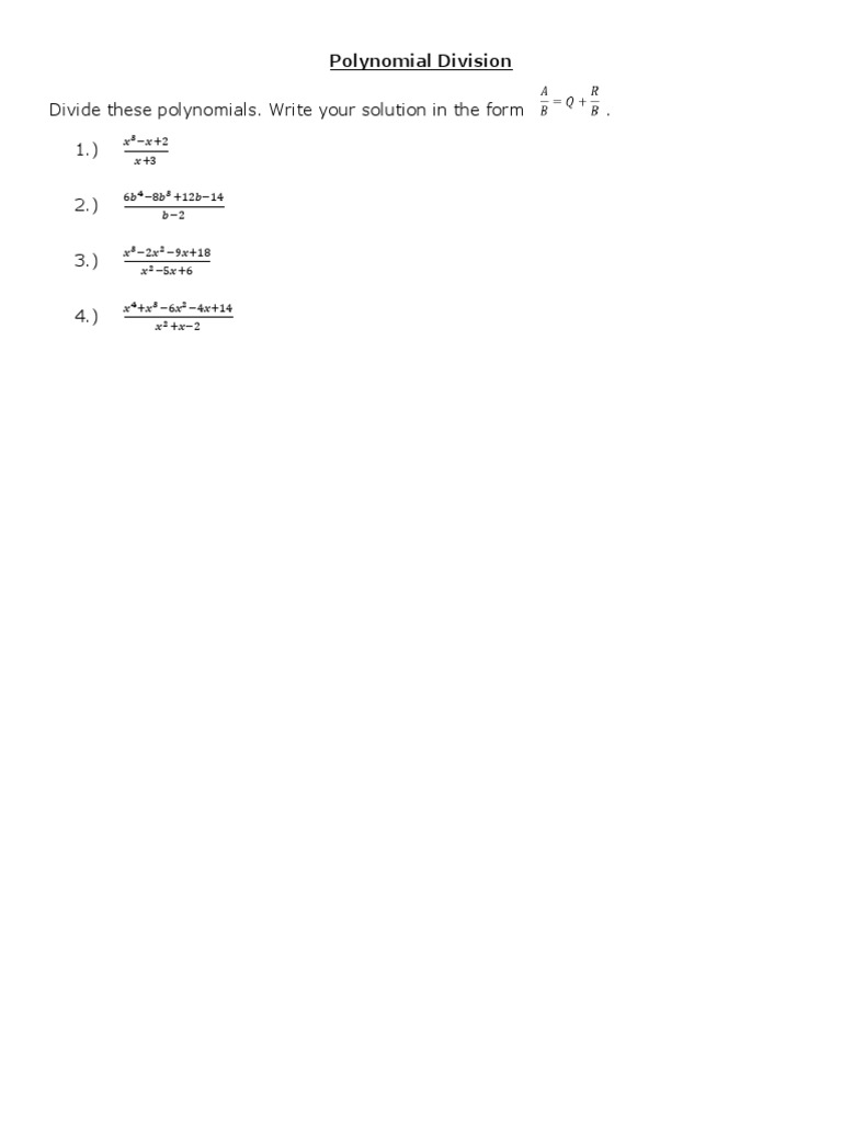 Polynomial Division | PDF | Home & Garden