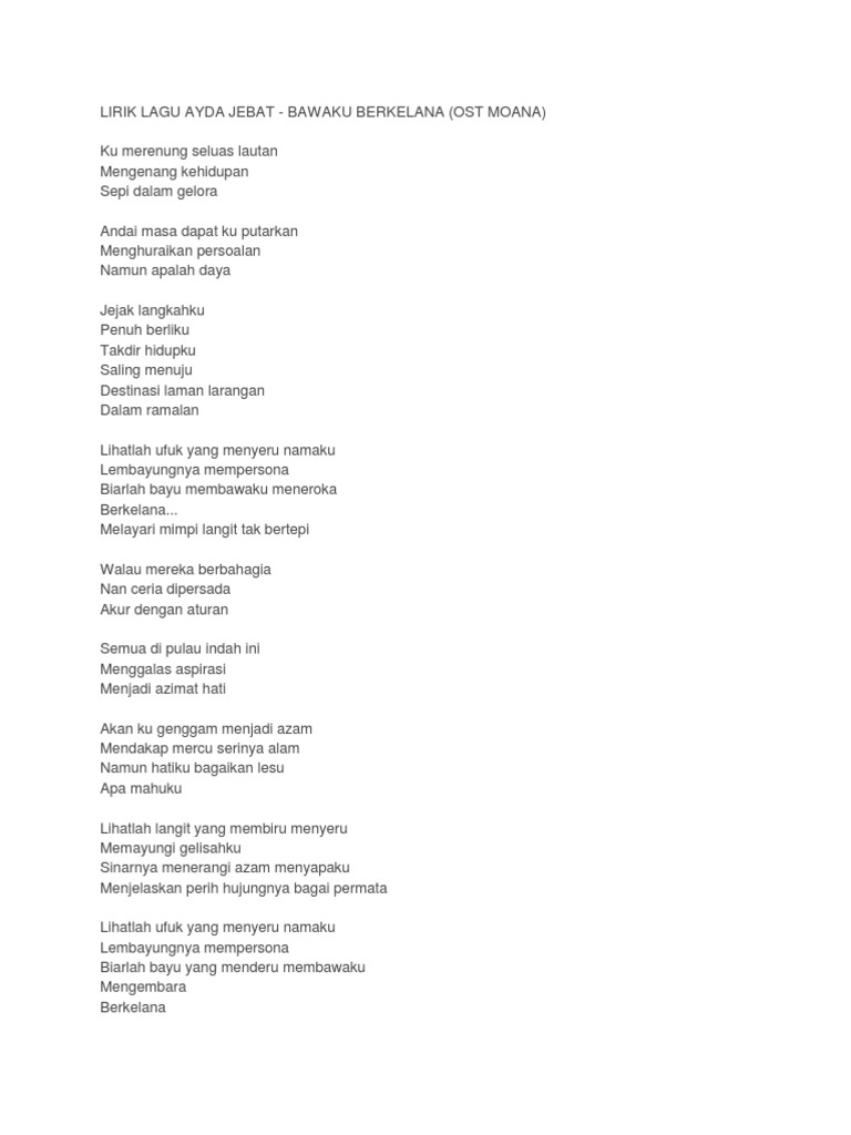 Lirik Lagu Ayda Jebat