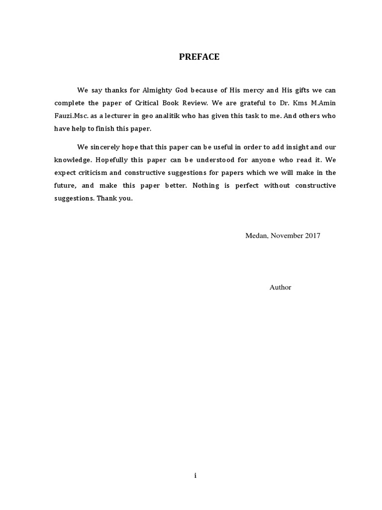 Critical Book Review Preface | PDF