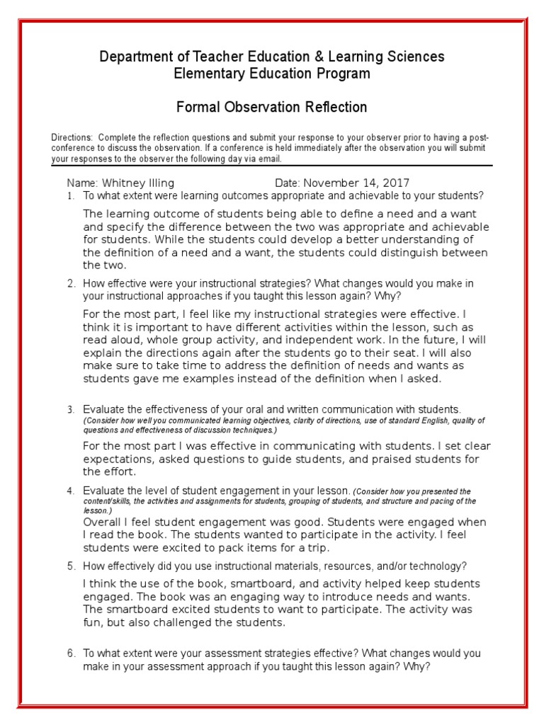 Social Studies Reflection Classroom Management Educational Psychology