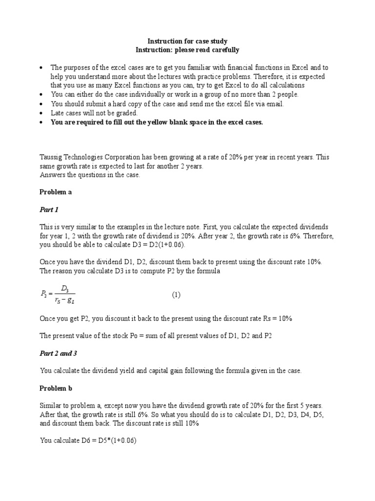 Excel Case Study: Financial Functions Guide | PDF | Teaching Methods ...
