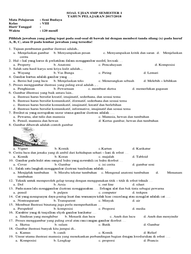 Soal Seni Budaya Kelas 8 Semester 2 Dan Jawabannya