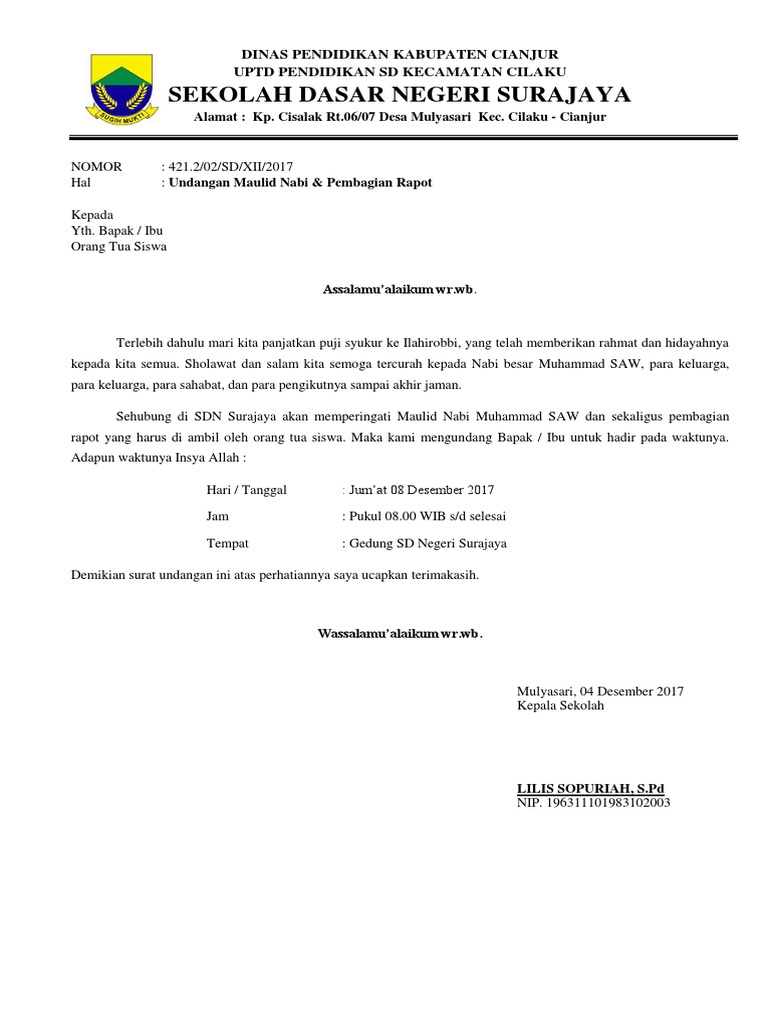 Surat Undangan Maulid