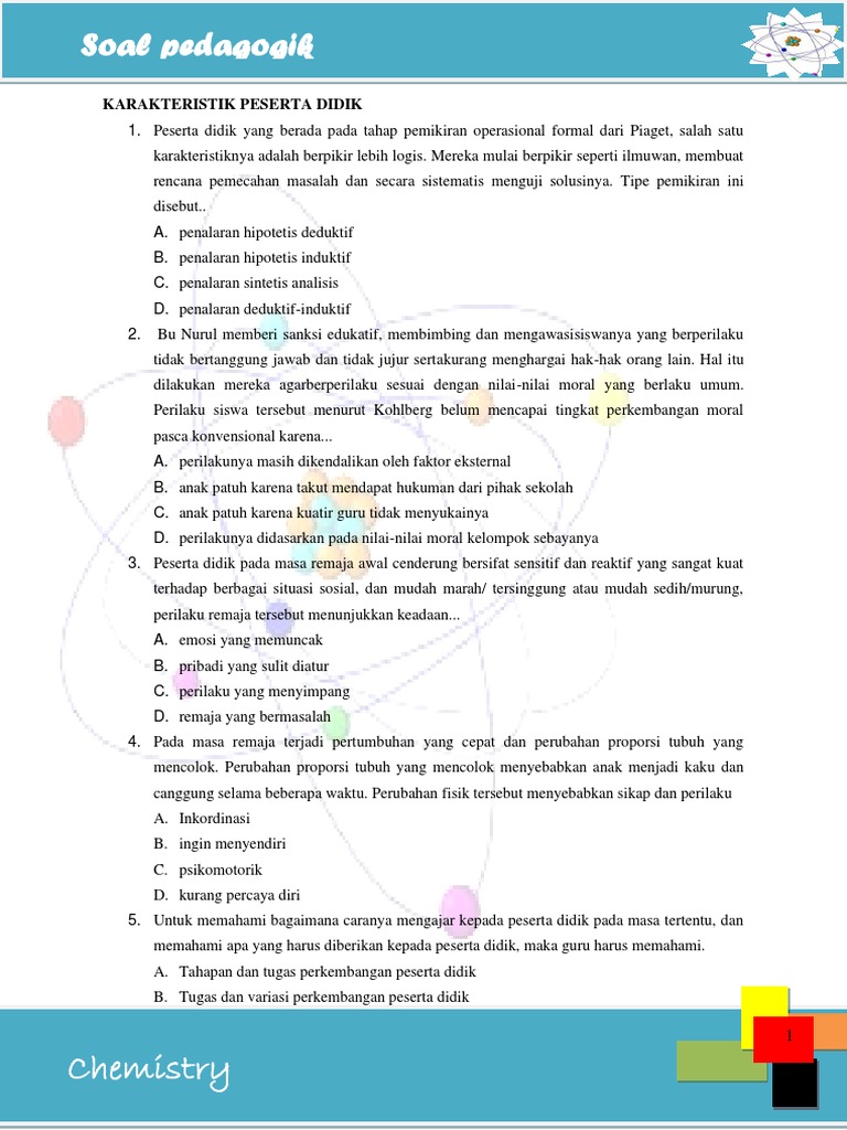 Soal Pedagogik Kimia