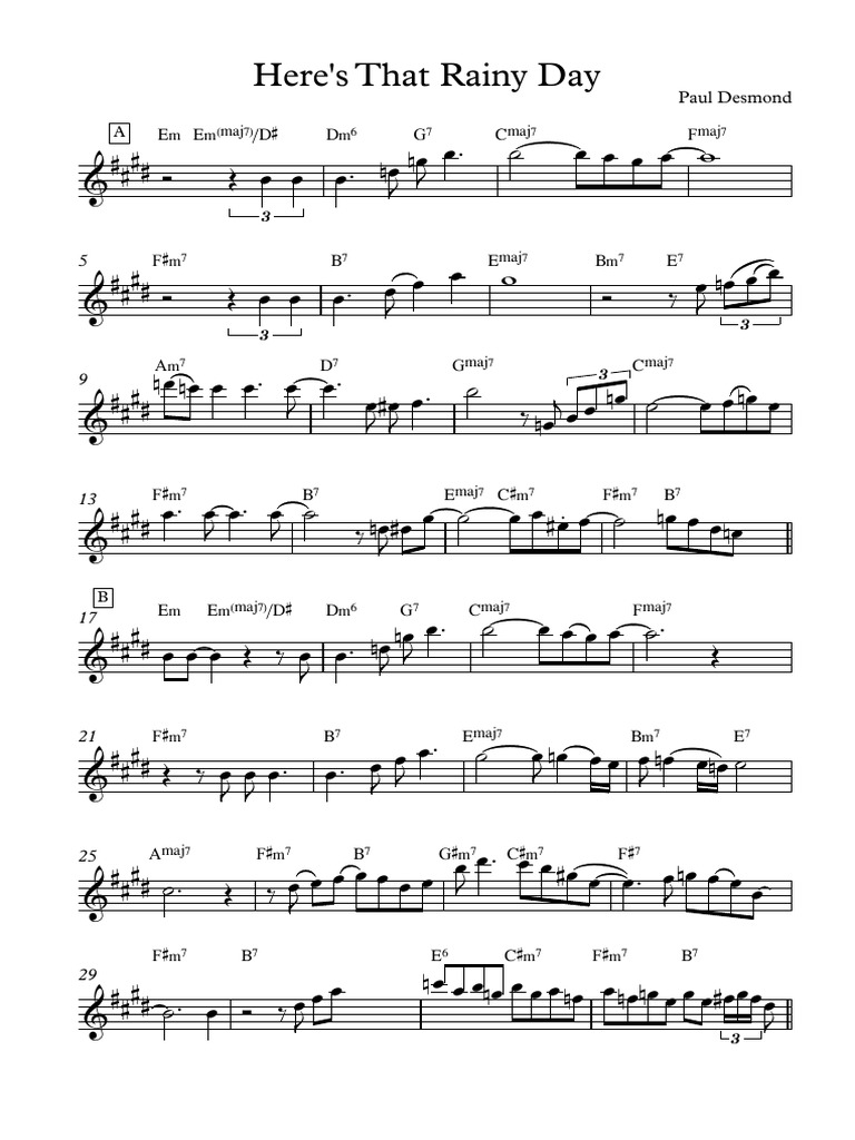 HERE'S THAT RAINY DAY ボーカル ビッグバンド譜面：HERE'S THAT RAINY DAY