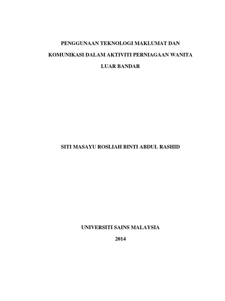 Penggunaan Teknologi Maklumat Dan Komunikasi Dalam Aktiviti Perniagaan Wanita Luar Bandar Pdf Pdf