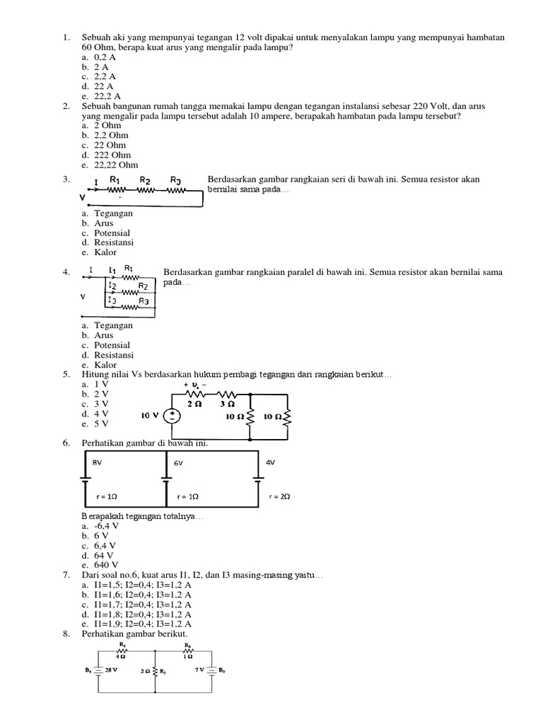 Soal Listrik Dinamis Kelas 9 dan 11 | PDF | Metode & Bahan Ajar | Sains ...
