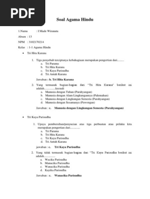 210903 131377 Soal Gabungan Kelas 1 1 Agama Hindu