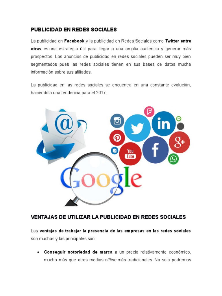 Publicidad en Redes Sociales | PDF | Servicio de redes sociales ...