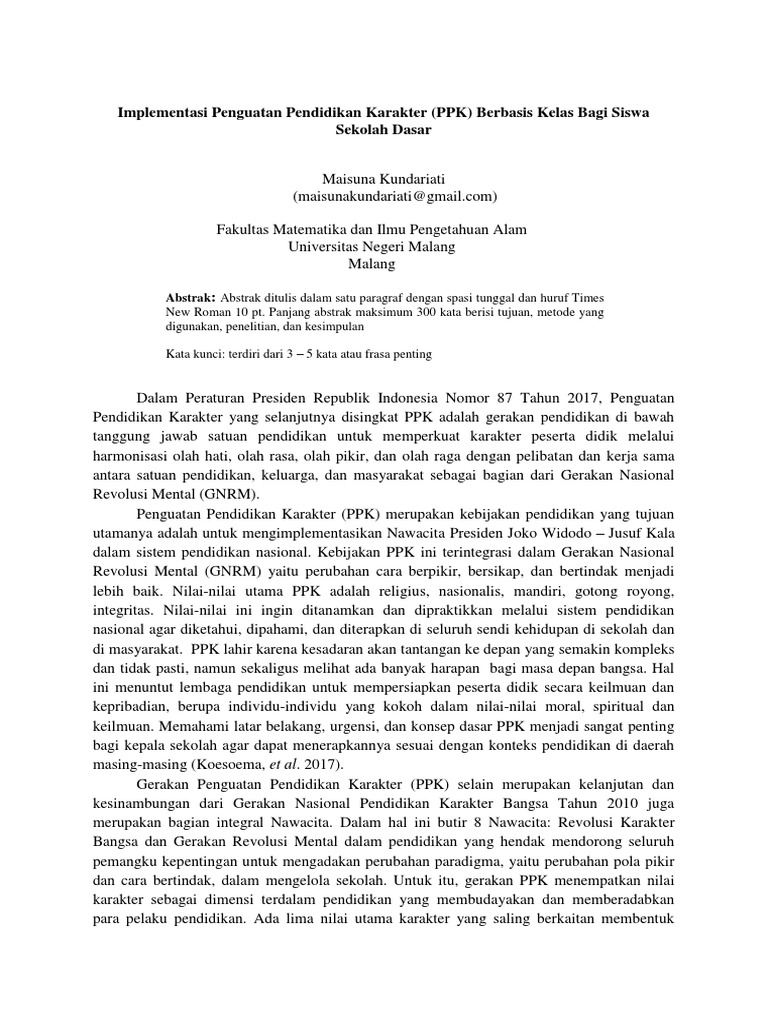 Implemetasi Penguatan Pendidikan Karakter