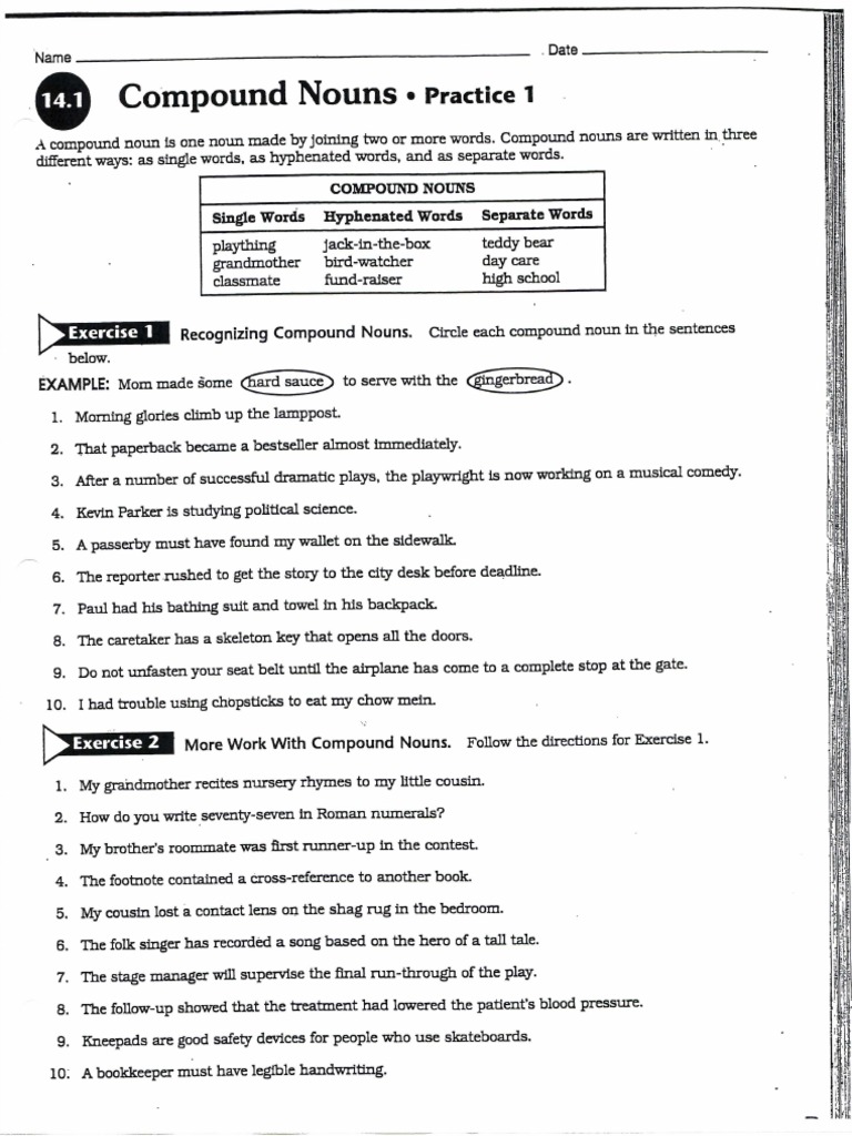 compound nouns grammar exercise workbook prentice hall pdf