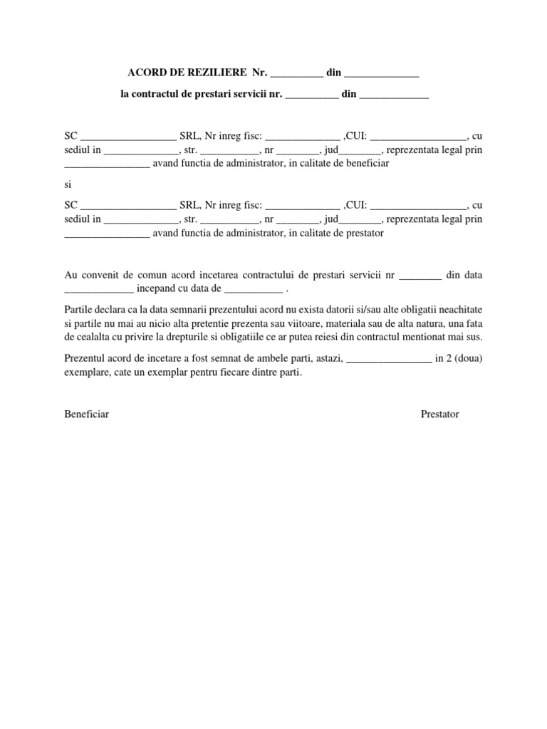 Acord de Reziliere | PDF