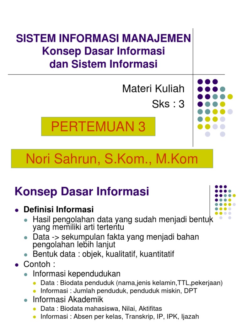 3 Konsep Dasar Informasi Dan Sistem Informasi 3 Konsep Dasar Informasi Dan Sistem Informasi