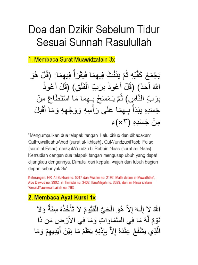 Doa Dan Dzikir Sebelum Tidur Sesuai Sunnah Rasulullah