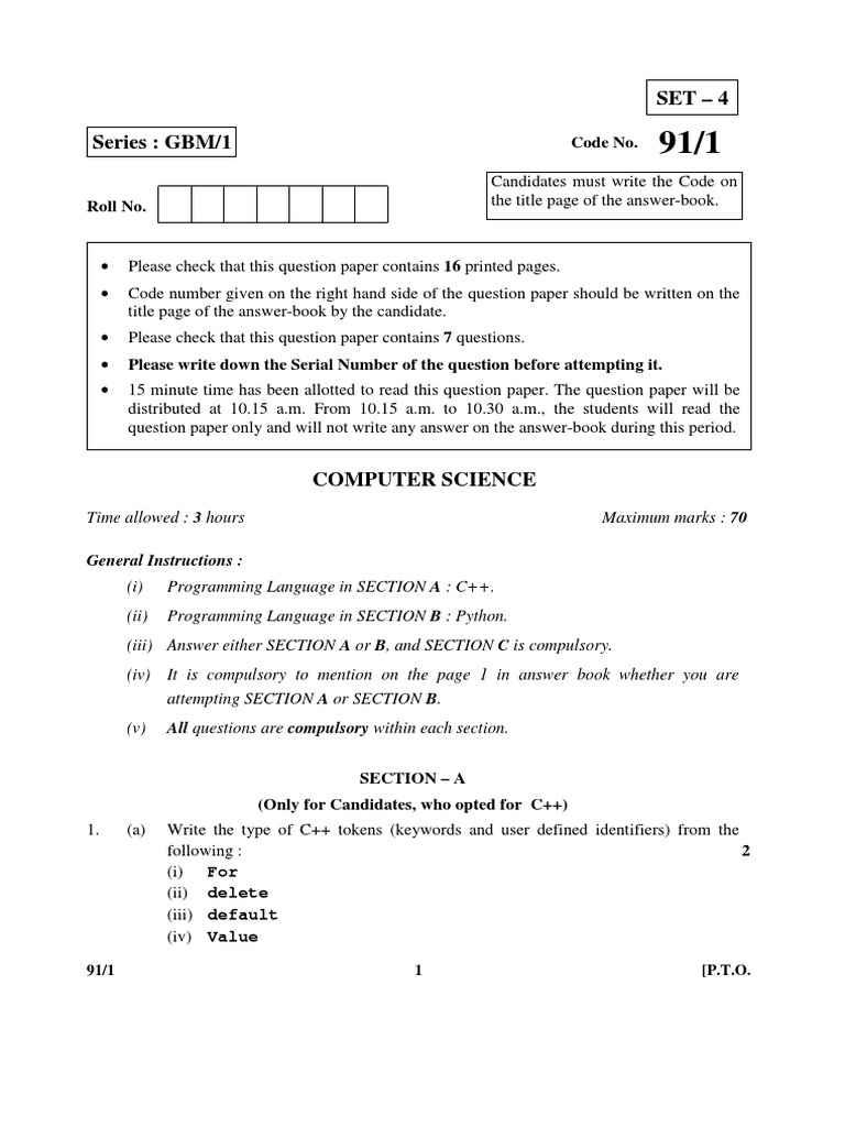 91-1 - Computer Science | PDF | C++ | Computer Network