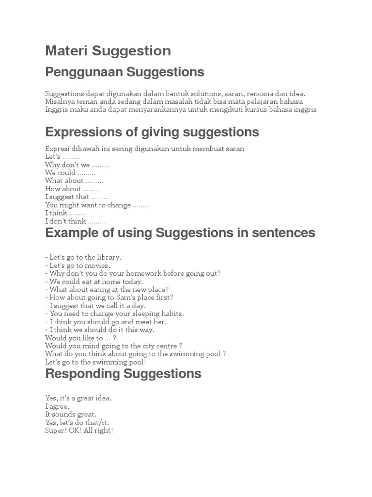 Contoh Dialog Materi Suggestion - Simak Gambar Berikut