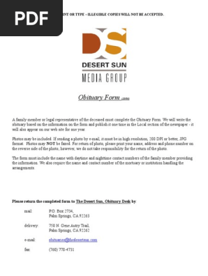 Obituary Form