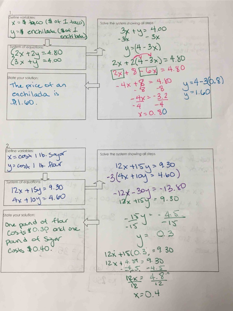 Day 11 Systems of Linear Equations - Word Problems Ak | PDF ...