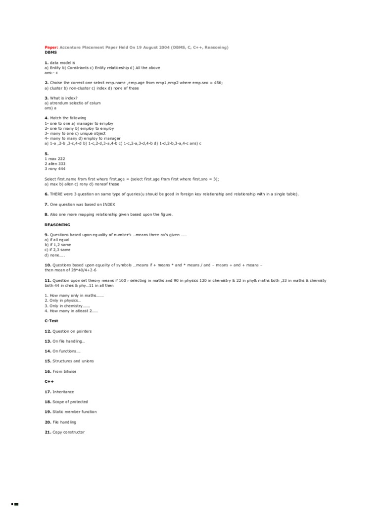 Accenture | PDF | C (Programming Language) | Variable (Computer Science)
