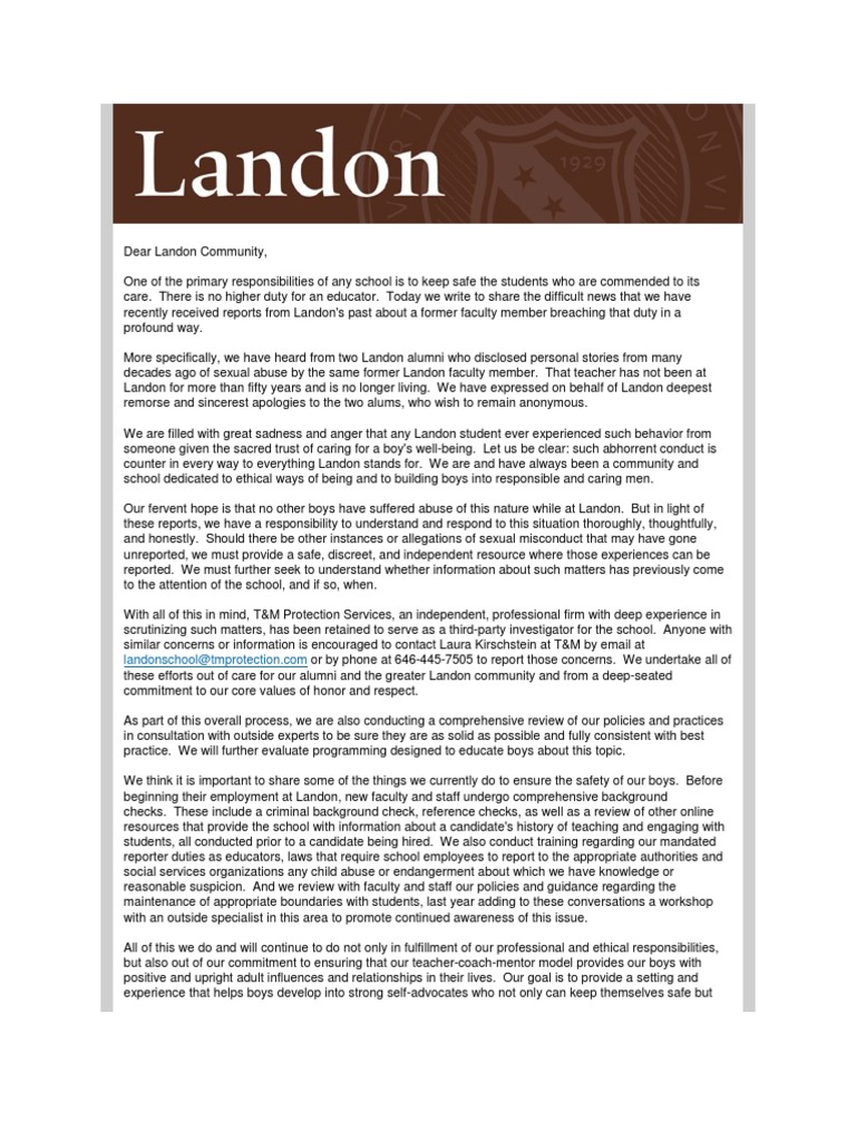 Landon Letter To The Community | PDF | Background Check | Employment