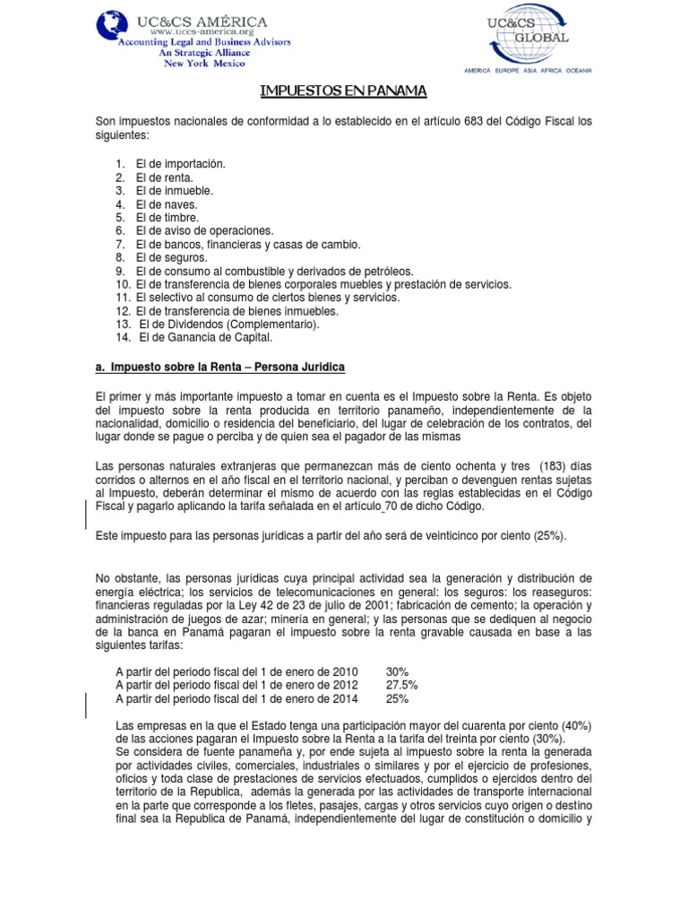 Impuestos en Panamá | PDF | Impuesto sobre la renta | Impuestos