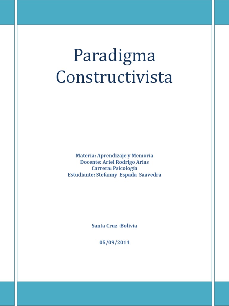 Paradigma Constructivista | PDF | Constructivismo (filosofía de la ...