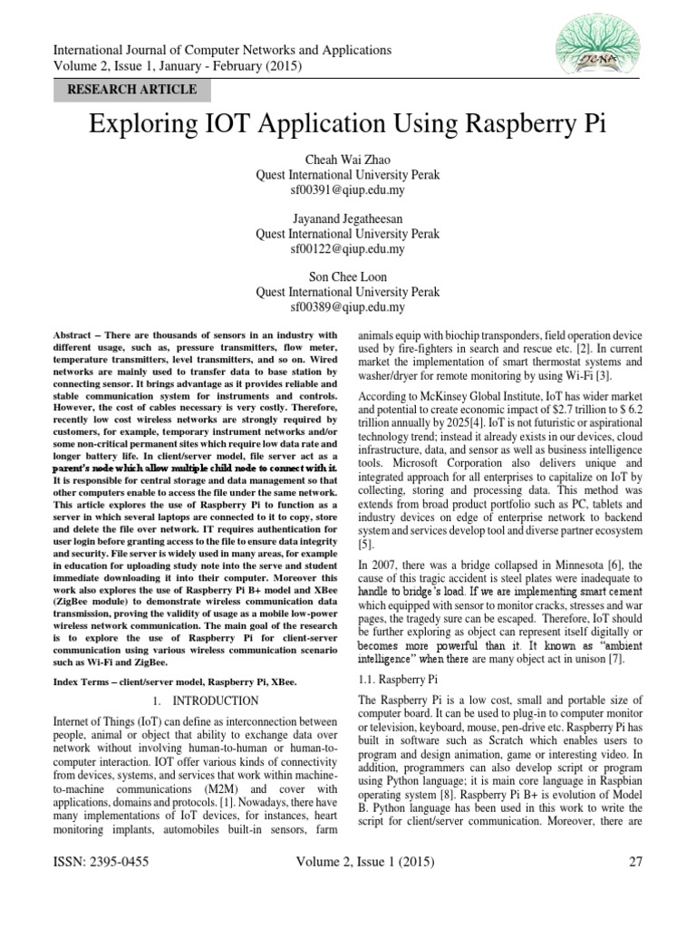 Exploring IOT Application Using Raspberry Pi | PDF | Internet Of Things ...
