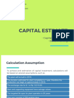 Capital Estimate: - Cost Index - Capital Expenditure - Benchmarking