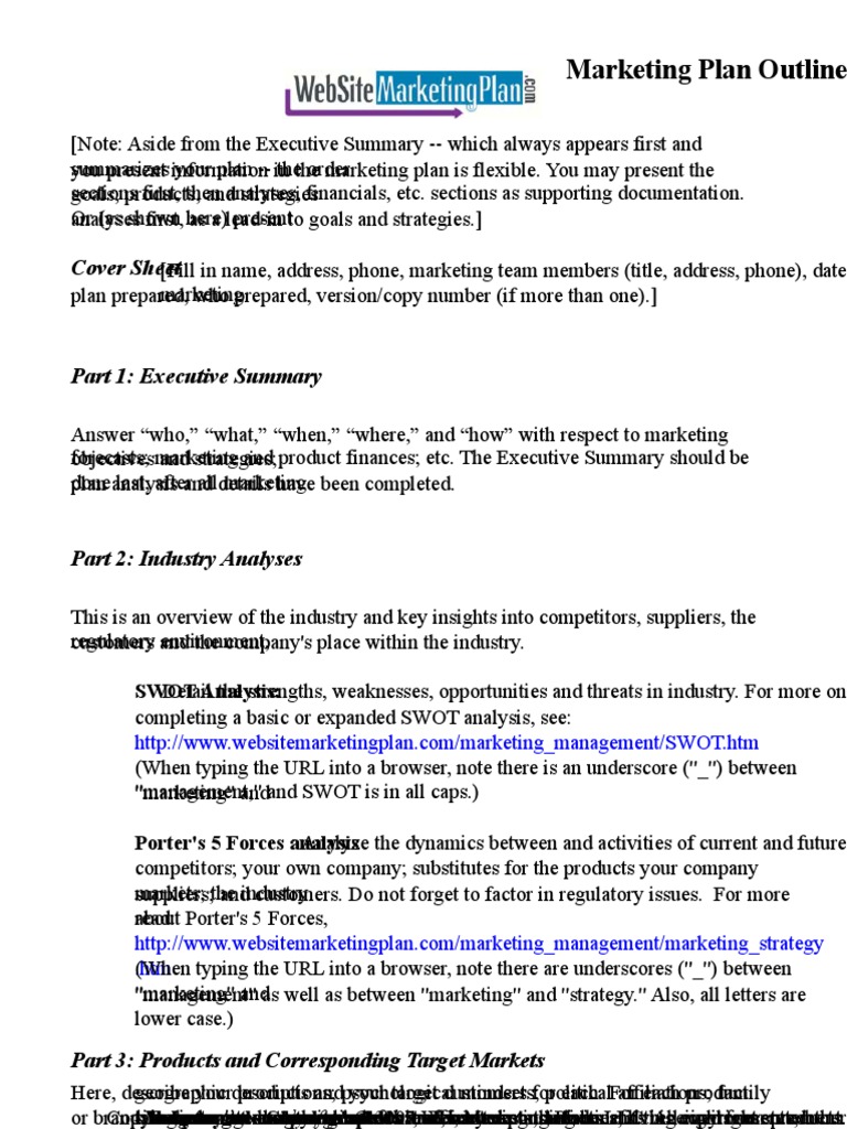 Sample marketing plan outline image