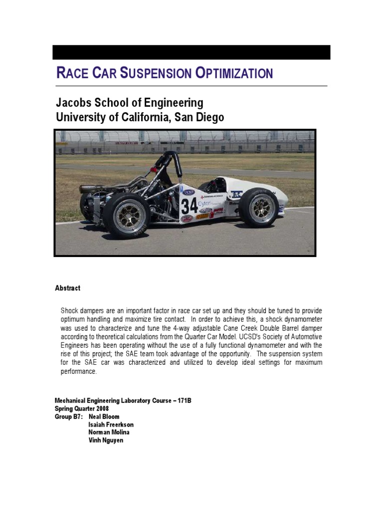 FSAE Suspension Optimization PDF Suspension (Vehicle) Data