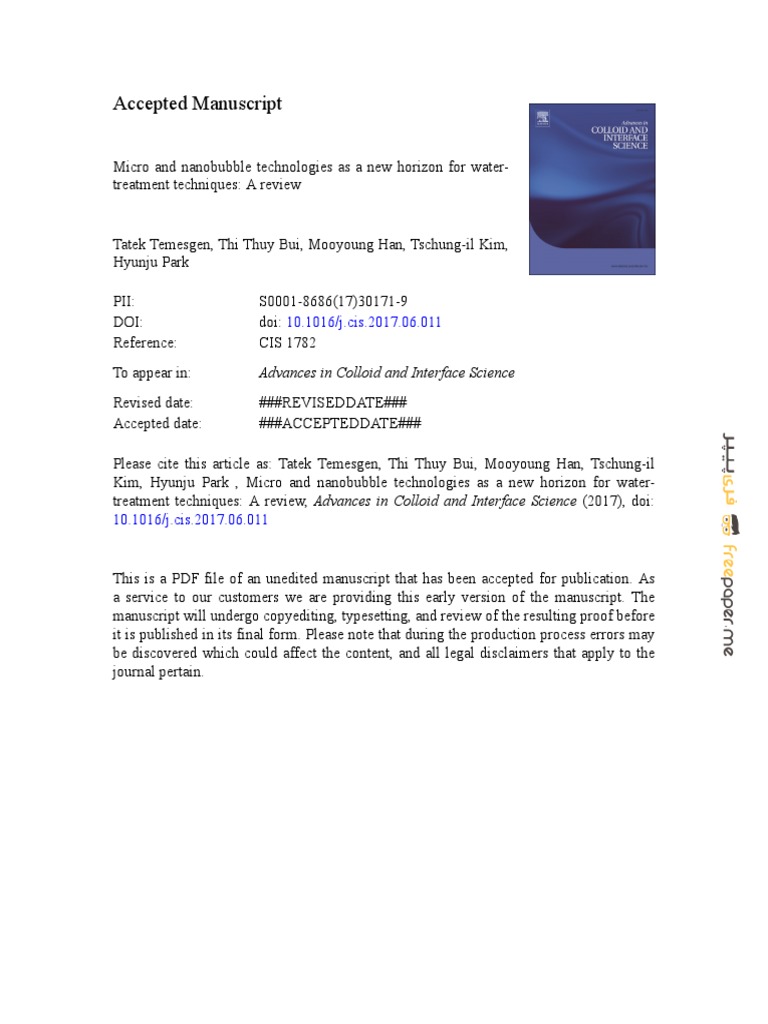10.1016 J.cis.2017.06.011 Micro and Nanobubble Technologies As A New ...