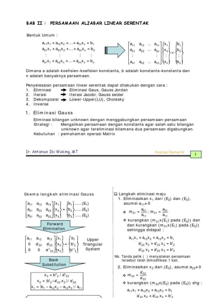 8406 Matrix Persamaan Gauss | PDF | Metode & Bahan Ajar