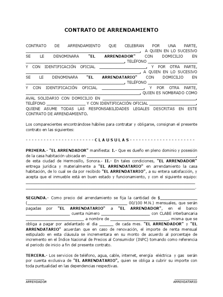 Contrato de Arrendamiento bien Inmueble Pagos Derecho